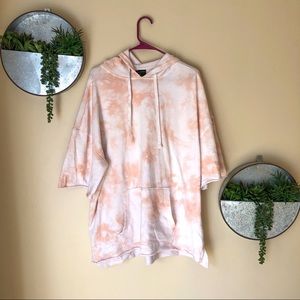 Tie Dye/Bleach Die Longline Hooded Sweater Top